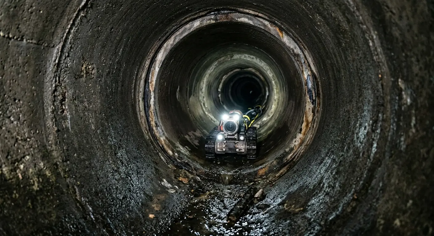 Robotic sewer camera inspecting pipe interior for Drain Snake Service in Semmes